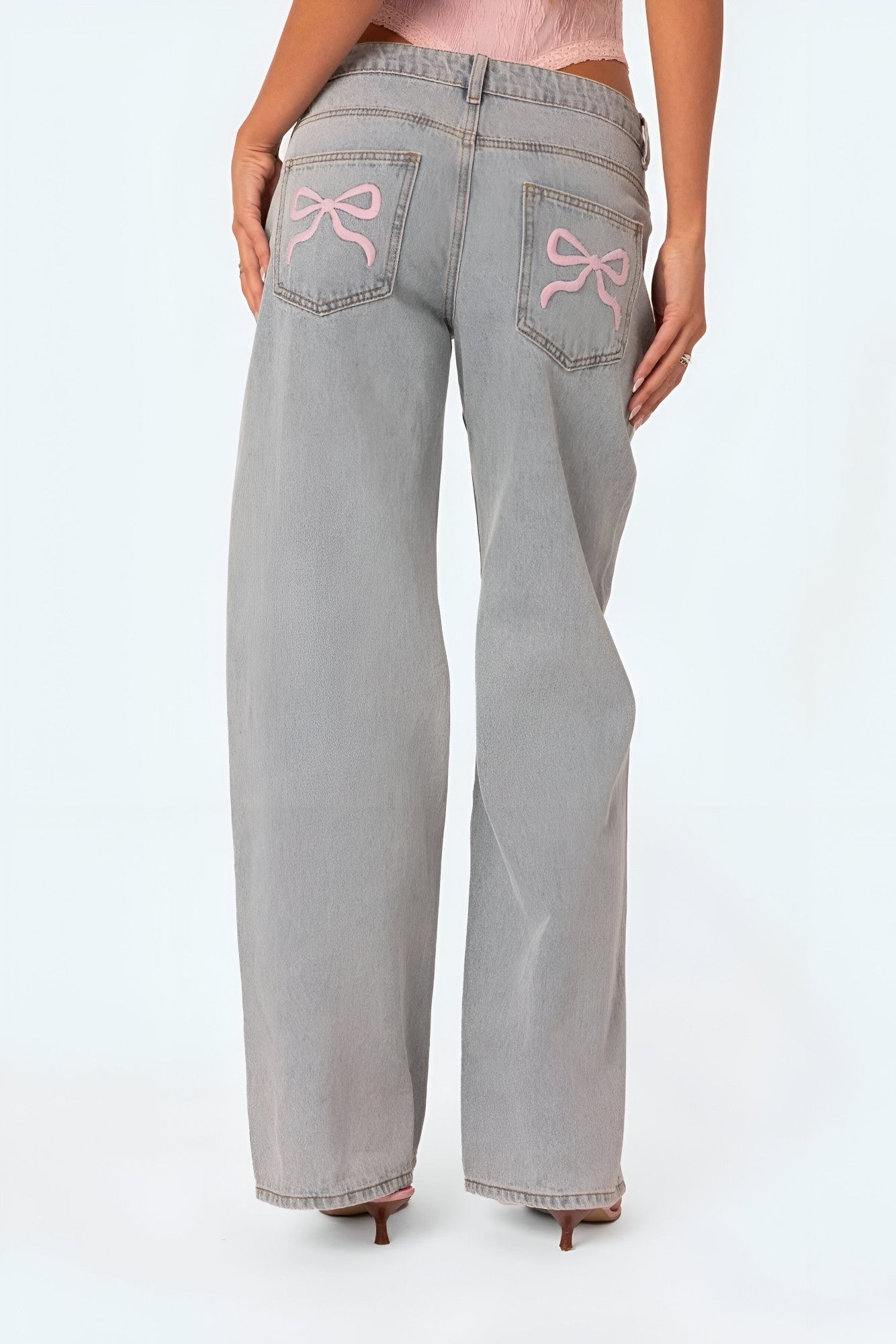 Pantalons : Abileth | Jean Femme Denim Avec Détail Nœud Papillon in van Seroa