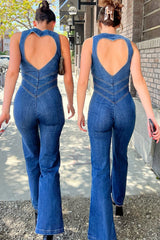dresses : Bianca – Combinaison en jean évasée à fermeture zippée, inspirée du style vintage in van Seroa