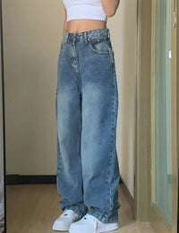 Boyfriend-Jeans für Damen aus Baumwolle Hellblau