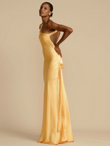 dresses : Elise| Robe Longue Femme en Satin Asymétrique in van Seroa