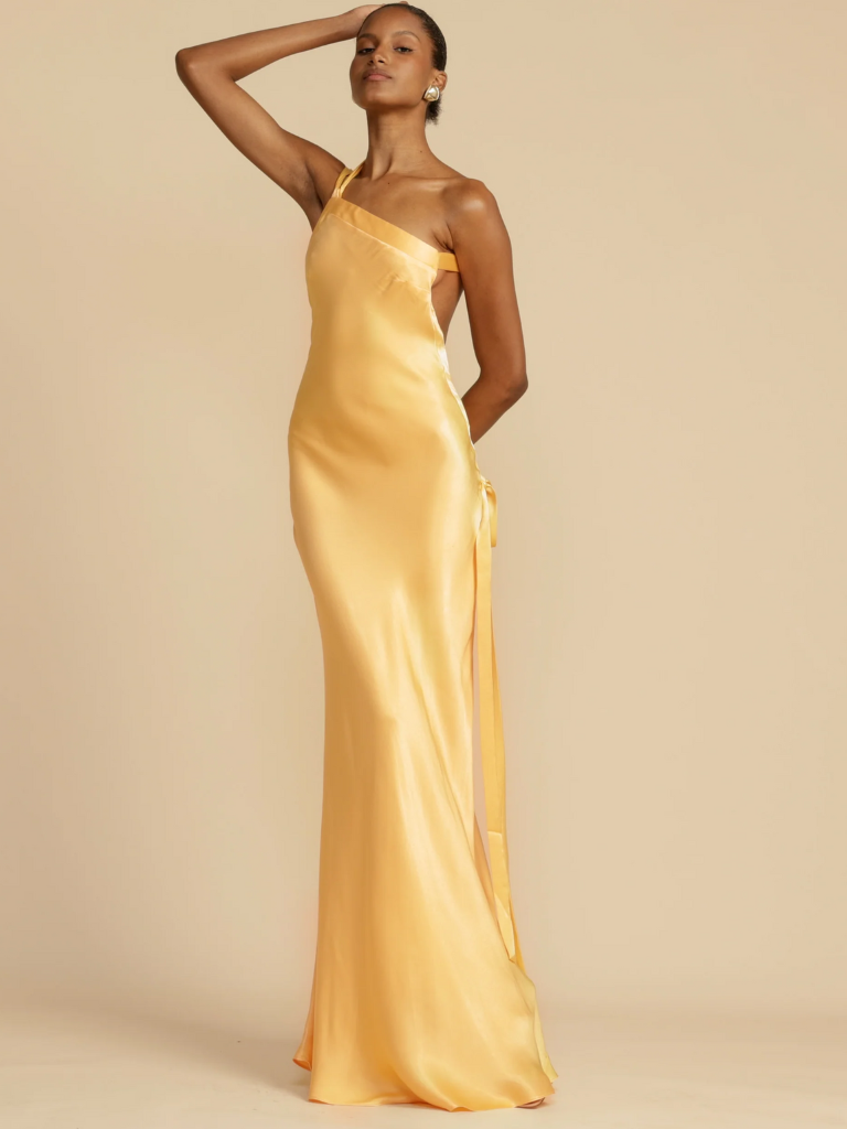 dresses : Elise| Robe Longue Femme en Satin Asymétrique in van Seroa