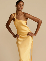 dresses : Elise| Robe Longue Femme en Satin Asymétrique in van Seroa