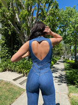dresses : Bianca – Combinaison en jean évasée à fermeture zippée, inspirée du style vintage in van Seroa