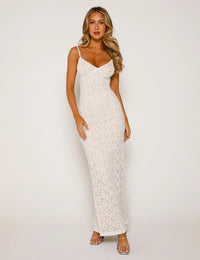 Maxikleid Damen Eng mit Floraler Spitze