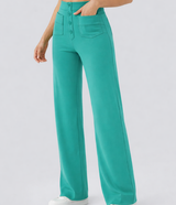 Bequeme, elastische Damenhose mit hoher Taille, schwarz, Baumwoll-Stretch
