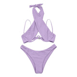 Sexy Maillot de Bain à Découpes avec Col Halter et Design à