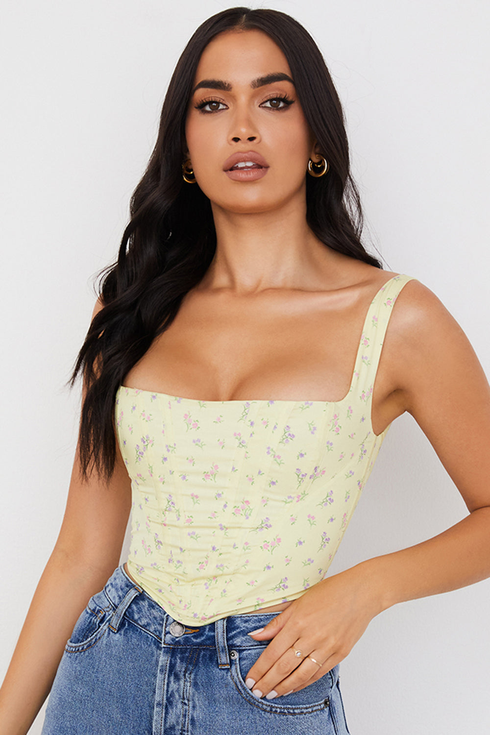 dresses : Nia | Corset Femme Clair Imprimé Floral Ajusté in van Seroa