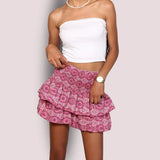 skirts : Katia | Jupe Femme Mini Élégante en Tissu Léger in Rose van Seroa