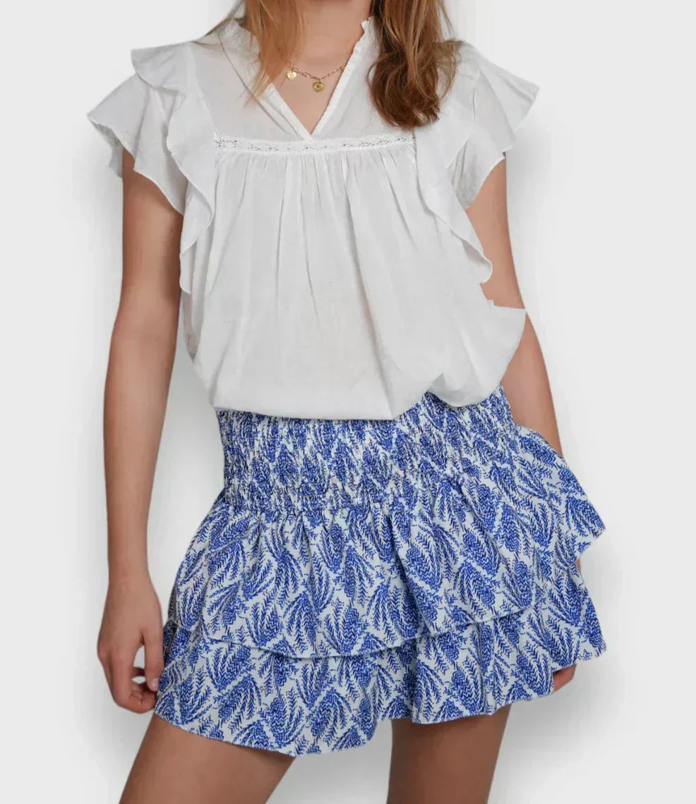 skirts : Katia | Jupe Femme Mini Élégante en Tissu Léger in Port de plaisance bleu van Seroa