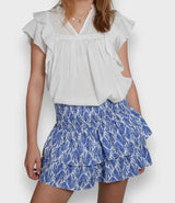 skirts : Katia | Jupe Femme Mini Élégante en Tissu Léger in Port de plaisance bleu van Seroa