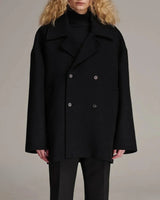Manteau Long Femme Style Noir Polyester Autumn Collection