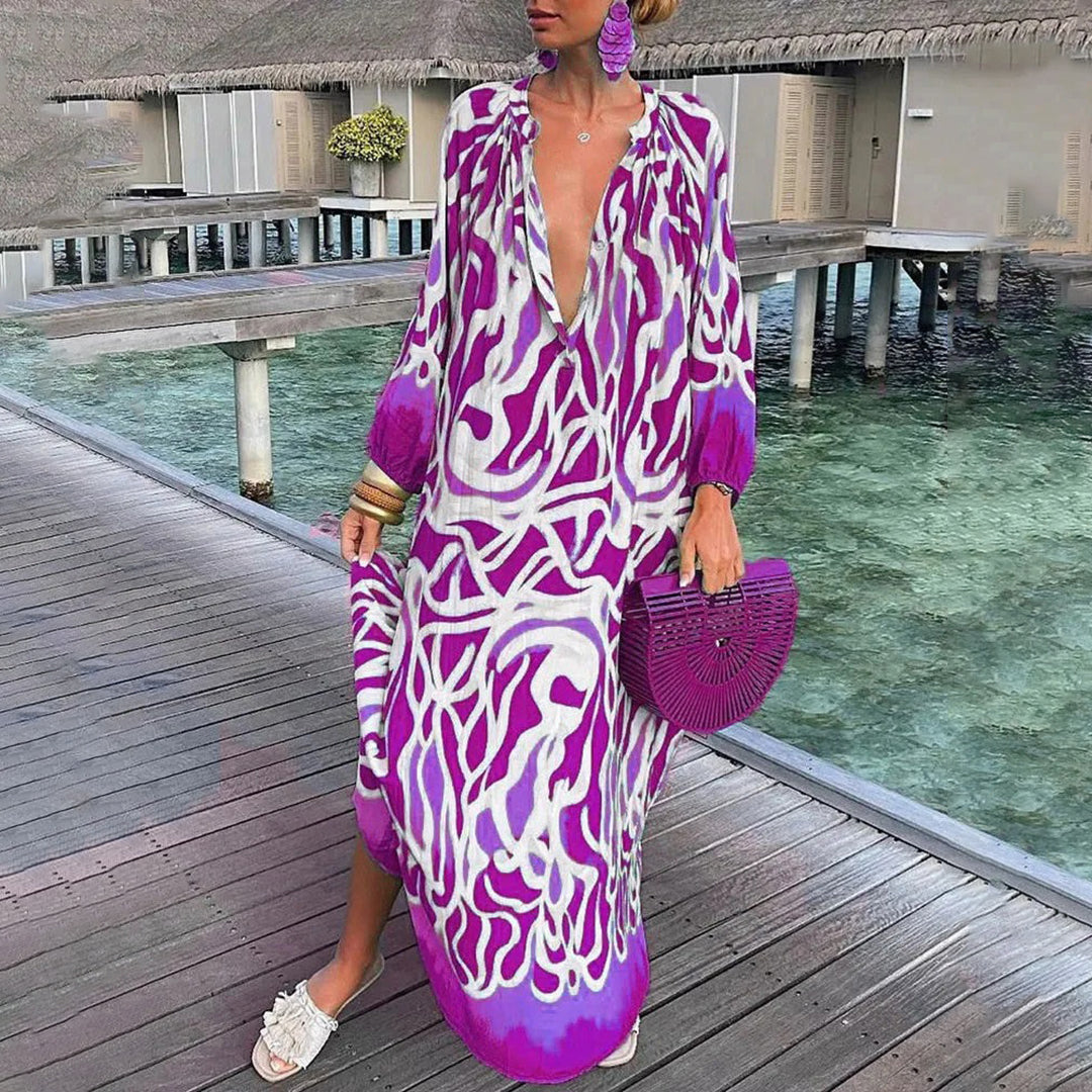 dresses : Sophie - Robe Kaftan Maxi Bohème Luxueuse au Design Unique in Violett van Seroa