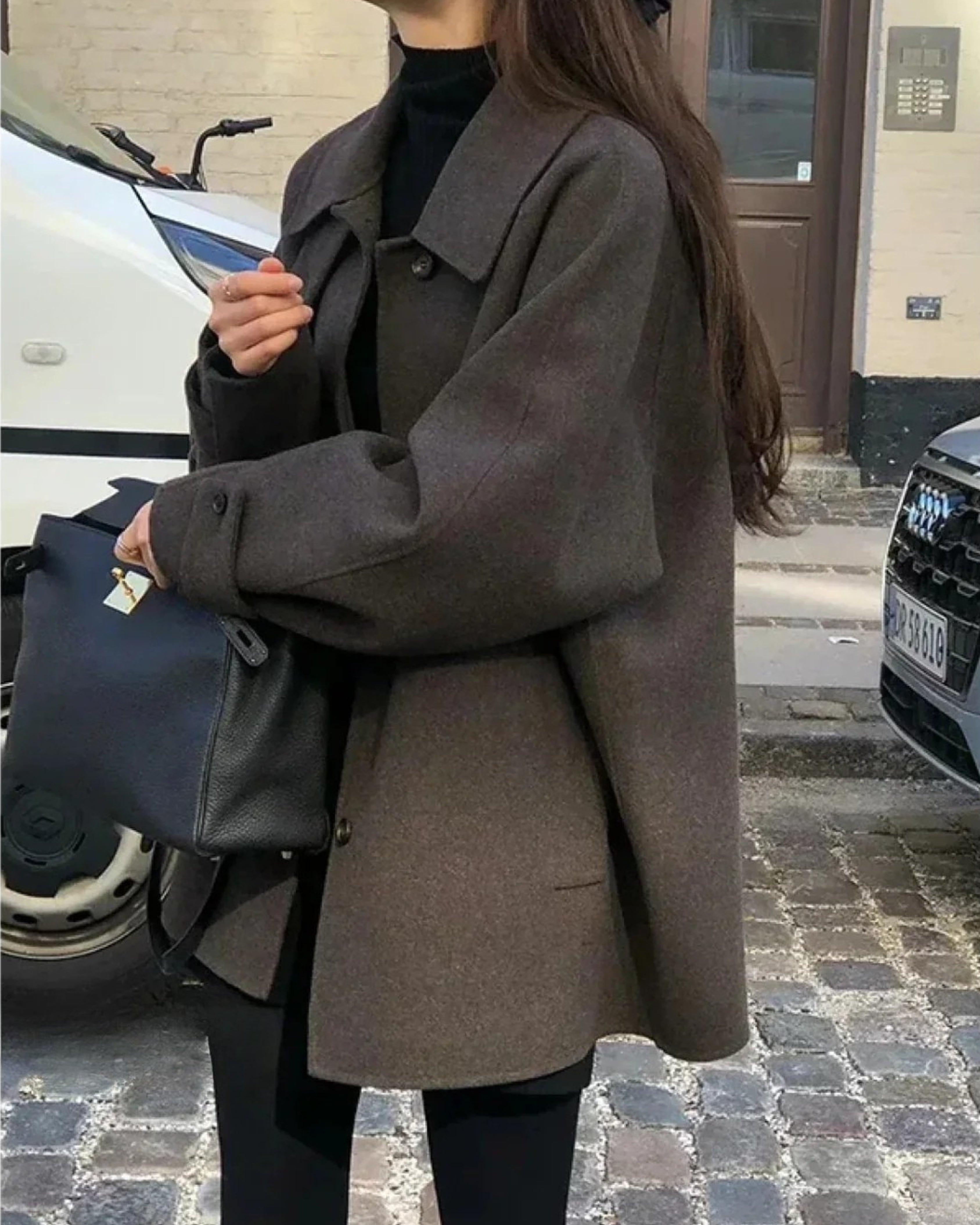 Płaszcz zimowy damski vintage streetwear wełniany