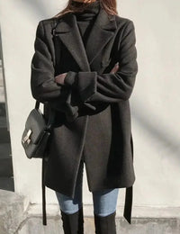 Manteau Femme en Laine Mélangée Noir Blazer Noir Femmes