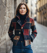 Manteau Hiver Femme À Carreaux Élégant 3