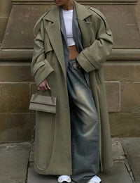 Gürtelter Damen-Wintermantel aus Wolle Damenmode