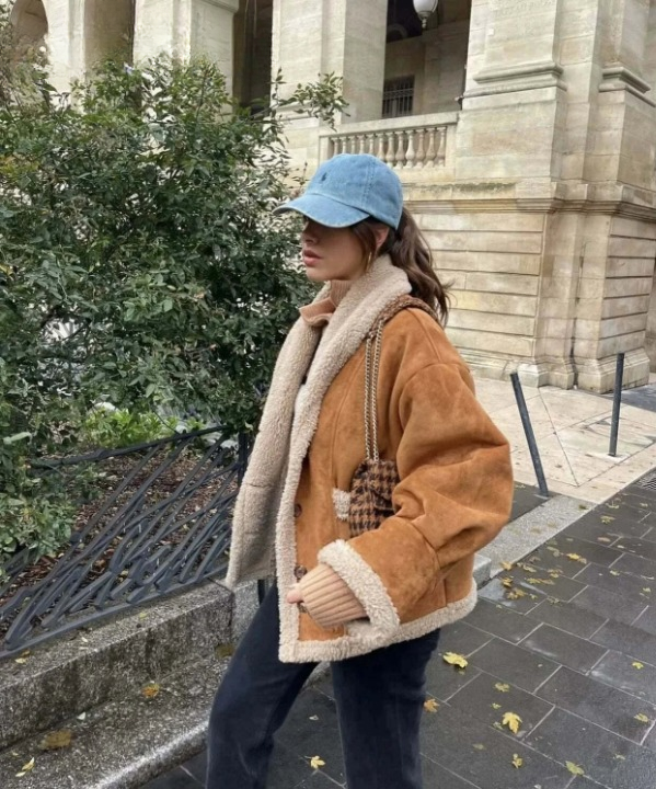 Manteau Hiver Femme Chic Épais Camel 1