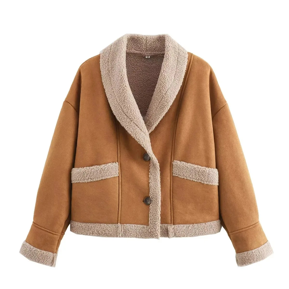 Manteau Hiver Femme Chic Épais Camel 2