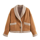 Manteau Hiver Femme Chic Épais Camel 2