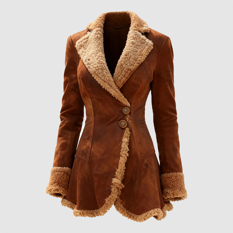 Manteau Hiver Femme Chic avec Bordure en Fourrure 3