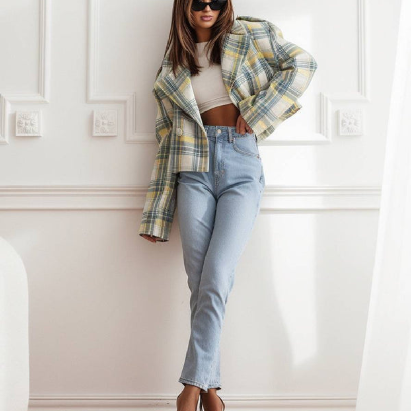 Manteau Hiver Femme Élégant à Carreaux 5