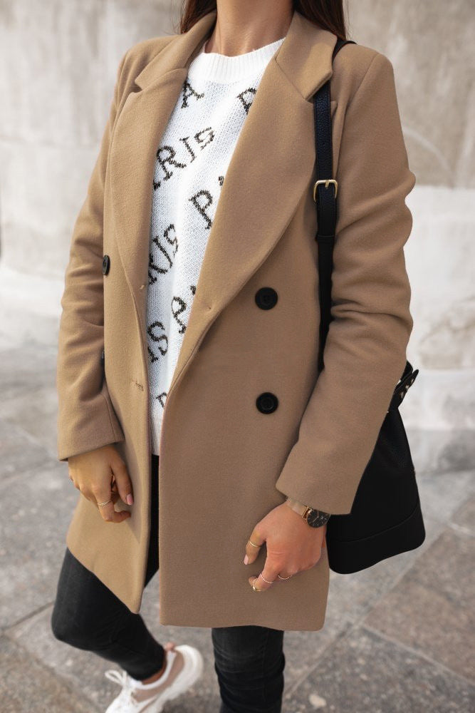 Manteau Hiver Femme Élégant à Revers 3
