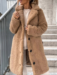 Langer Damen-Wintermantel aus Plüsch Herbstkollektion