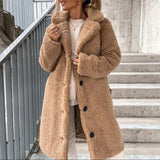 Manteau Hiver Femme Long en Peluche Élégant 0