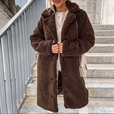 Manteau Hiver Femme Long en Peluche Élégant 3