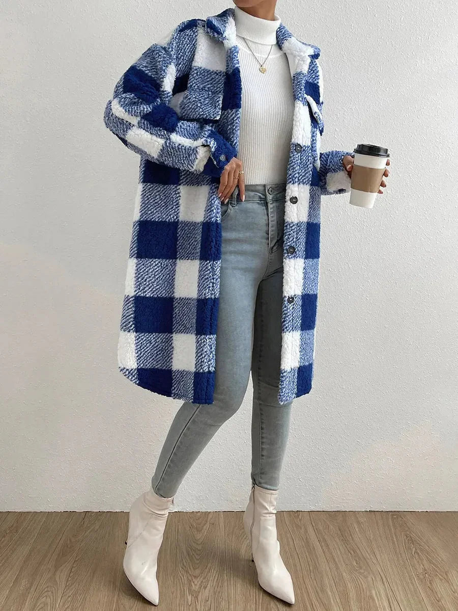 Manteau Hiver Femme Oversize à Carreaux 1