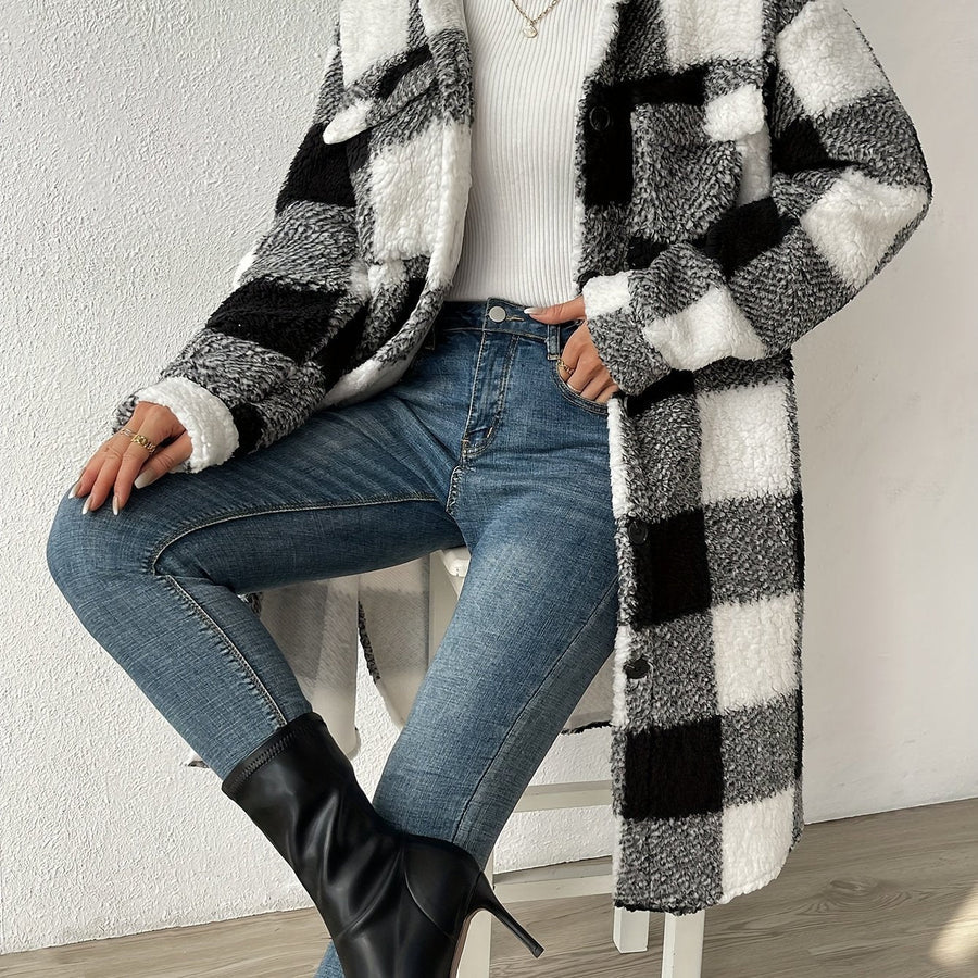 Manteau Hiver Femme Oversize à Carreaux 2