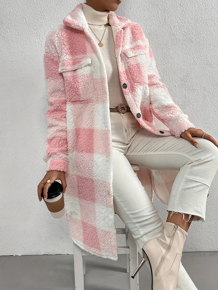 Manteau Hiver Femme Oversize à Carreaux 3