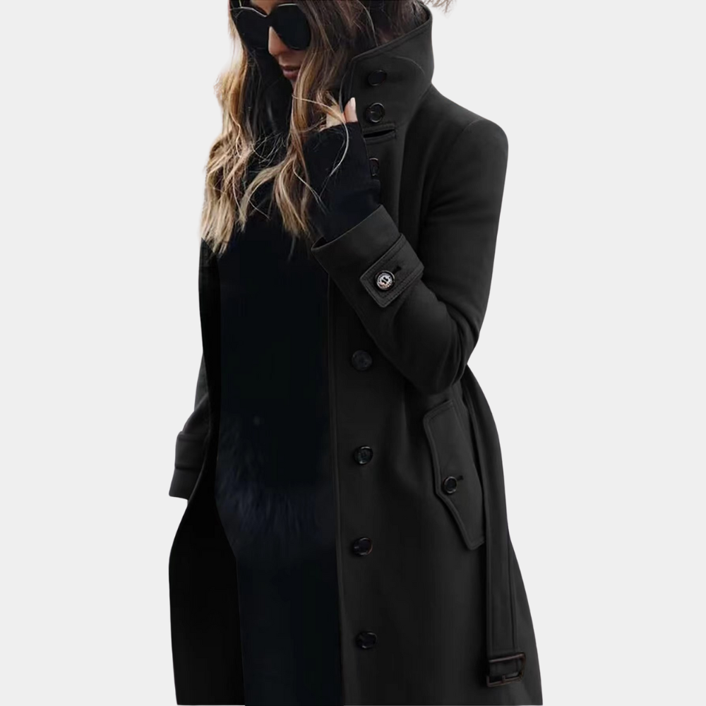 Manteau Hiver Long Femme Élégant Col Haut 0