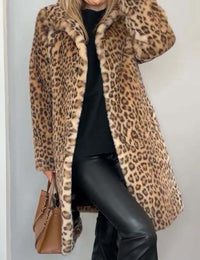 Eleganter Damen Langmantel mit Leopardenmuster