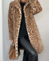 Manteau Long Femme Chic à Motif Léopard 0