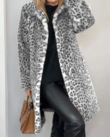 Manteau Long Femme Chic à Motif Léopard 2