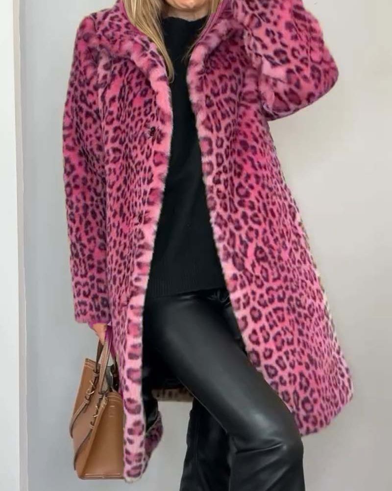 Manteau Long Femme Chic à Motif Léopard 4