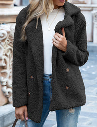 Damen Langmantel Winter Plüsch mit langen Ärmeln