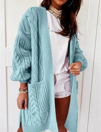Manteau Long Femme Hiver Tricoté Acryliqu