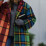 Manteau Long Femme Hiver à Carreaux 2