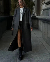Damen Langmantel Winter aus Kunstleder Herbstkollektion