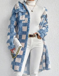Damen Winter Langmantel aus Bouclé Lässiger Look