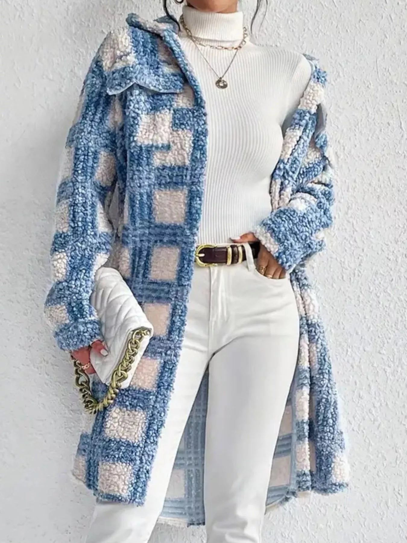 Manteau Long Hiver Femme Chic en Bouclé 0