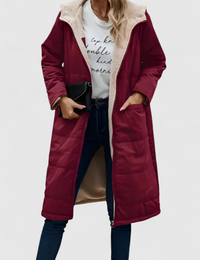 Damen Winter Langmantel mit Kapuze Polyester