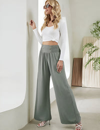 Fließende Damenhose mit hoher Taille, weit gewebt