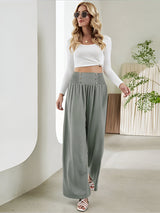 skirts : Nancy | Pantalon Fluide Femme Taille Haute Tissé Large in Vert van Seroa
