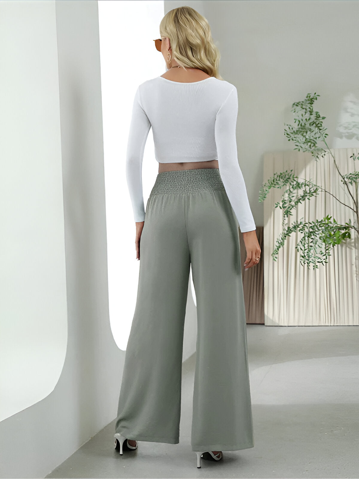 skirts : Nancy | Pantalon Fluide Femme Taille Haute Tissé Large in van Seroa