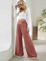 skirts : Nancy | Pantalon Fluide Femme Taille Haute Tissé Large in Rose van Seroa
