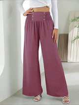 skirts : Nancy | Pantalon Fluide Femme Taille Haute Tissé Large in Violet van Seroa