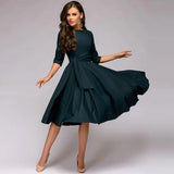 dresses : Mia - Robe mi-Longue élégante avec Ceinture et coupe Fluide in van Seroa